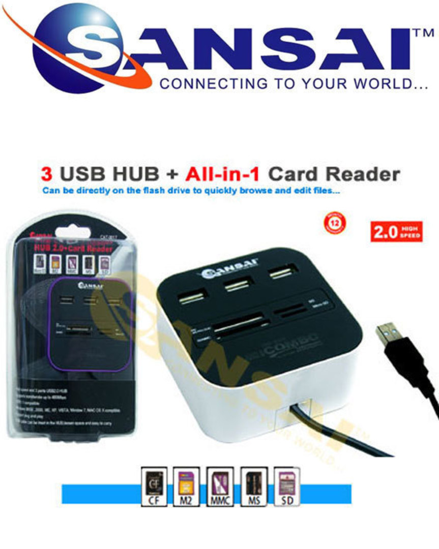 SANSAI USB Hub and Card Card Reader image 1